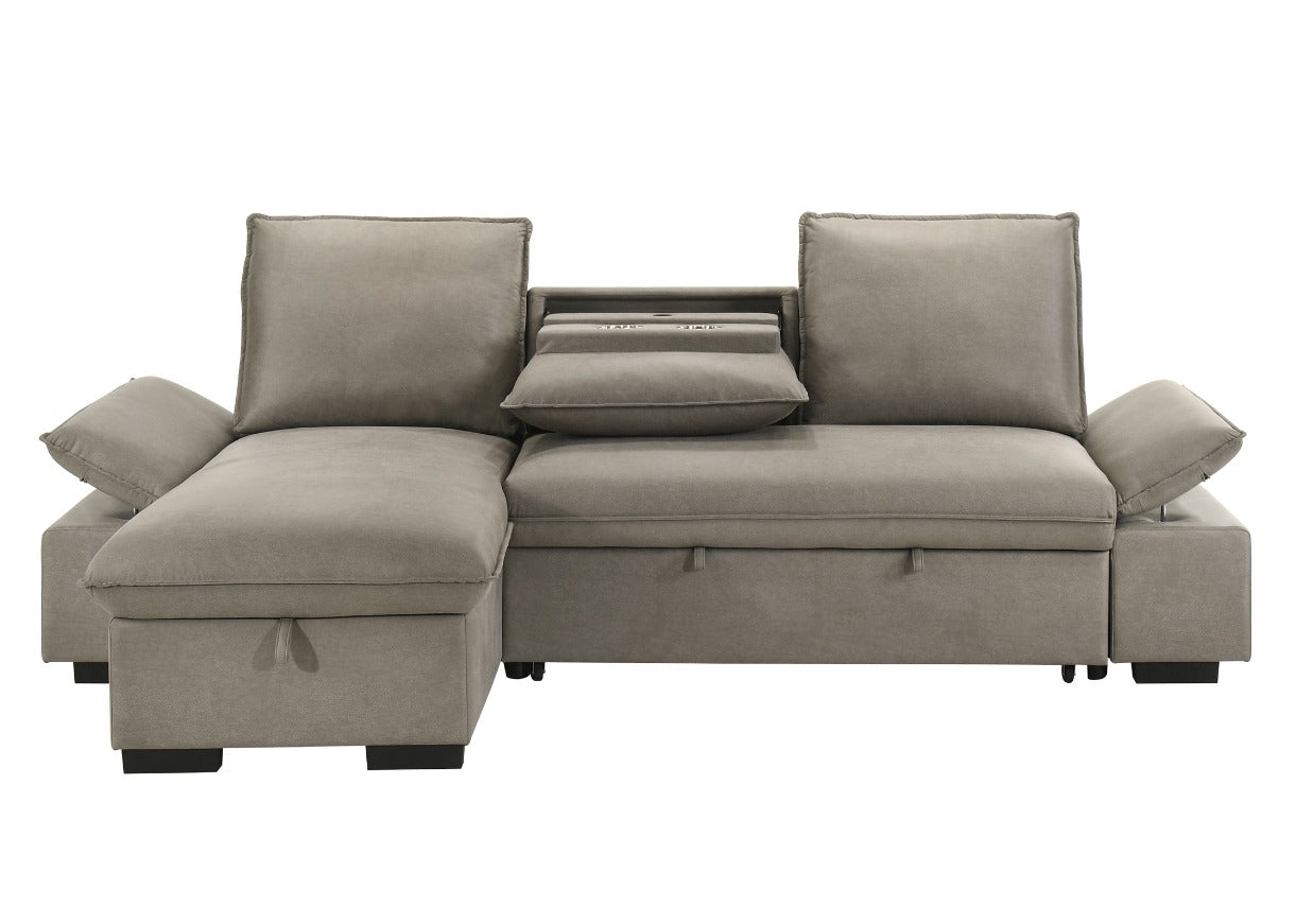 NKS99098GRYMZ Fabric Sectional Reversible Sofa Bed