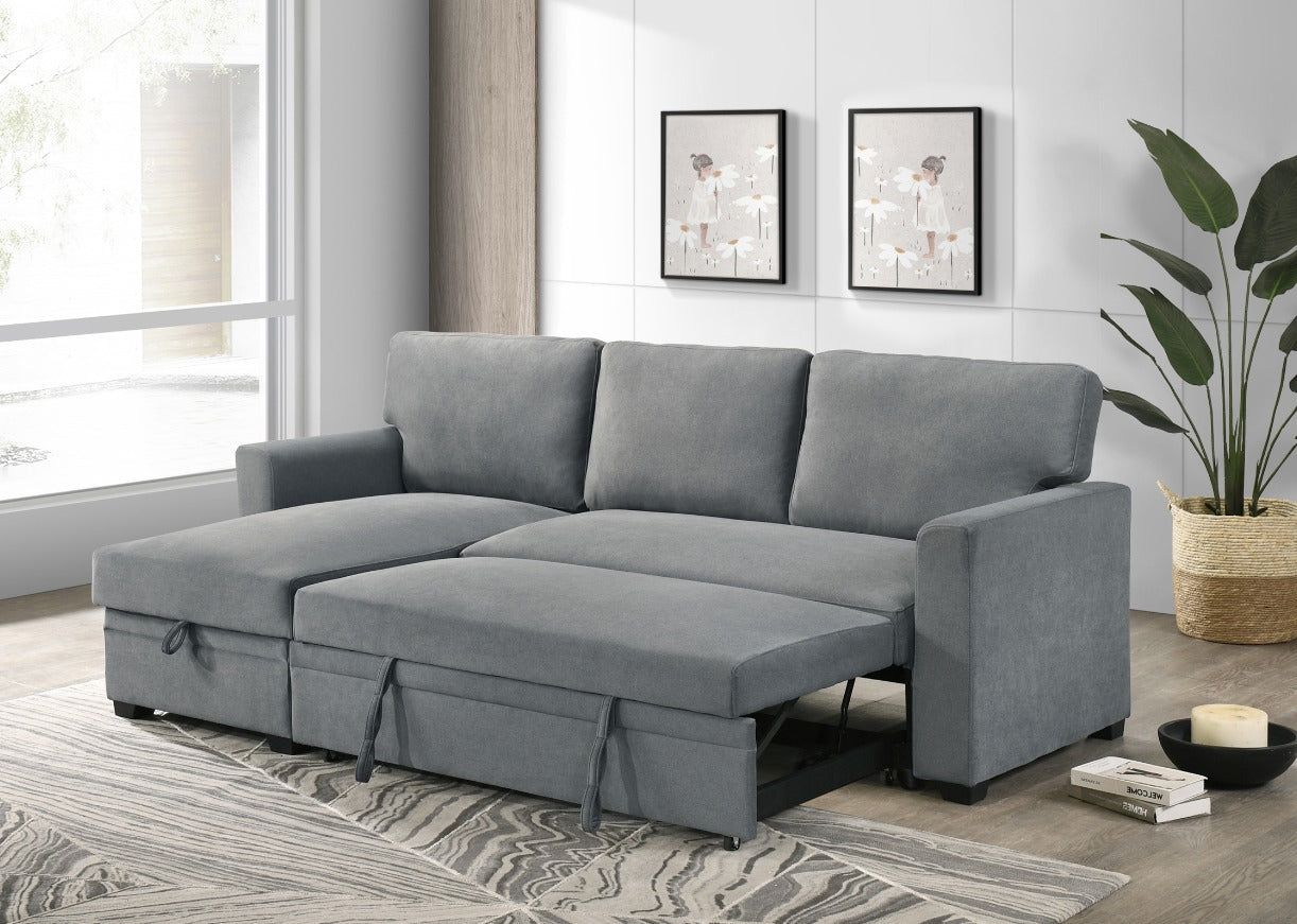 NKS99073GYMZ Fabric Sectional Reversible Sofa Bed