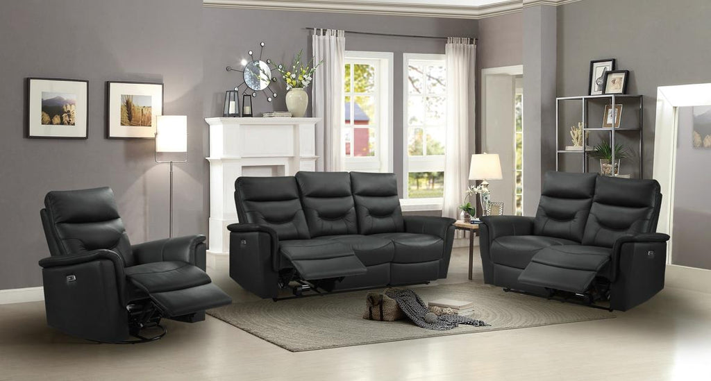 NKS9715BLKMZ Leather Electric Power Recliner Sofa Set