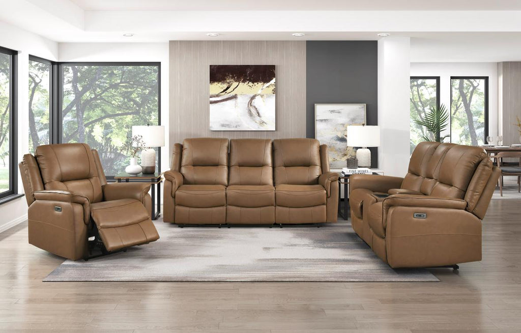 NKS8301BRWMZ Leather Electric Power Recliner Sofa Set