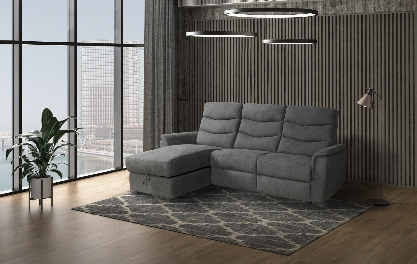 NKS99920LGYMZ Fabric Sectional with Left Side Storage Chaise