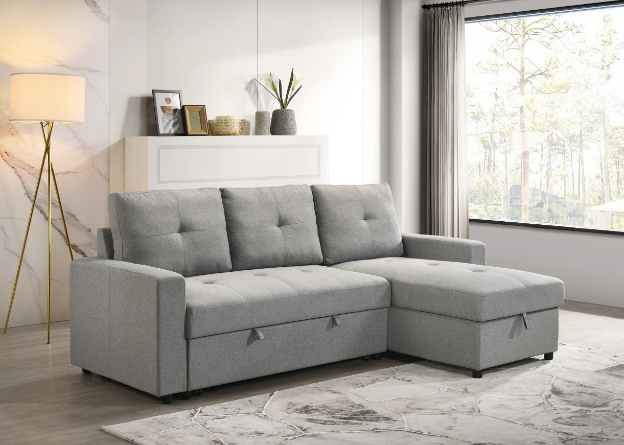 NKS99996GRYMZ Fabric Sectional Reversible Sofa Bed
