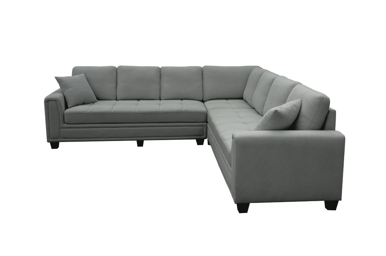 NKS99089GYMZ   Fabric Sectional Sofa  with 2 Pillows