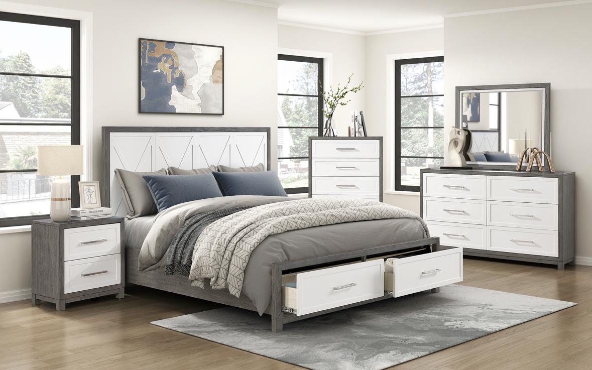 NKS1366MZ Wooden storage bedroom set and Mattress