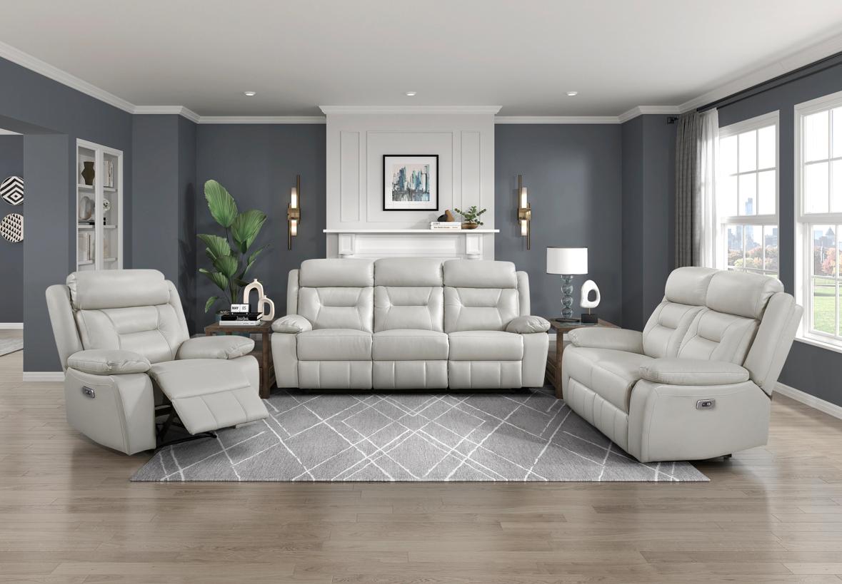 NKS9629SVEMZ Leather Electric Power Recliner Sofa Set