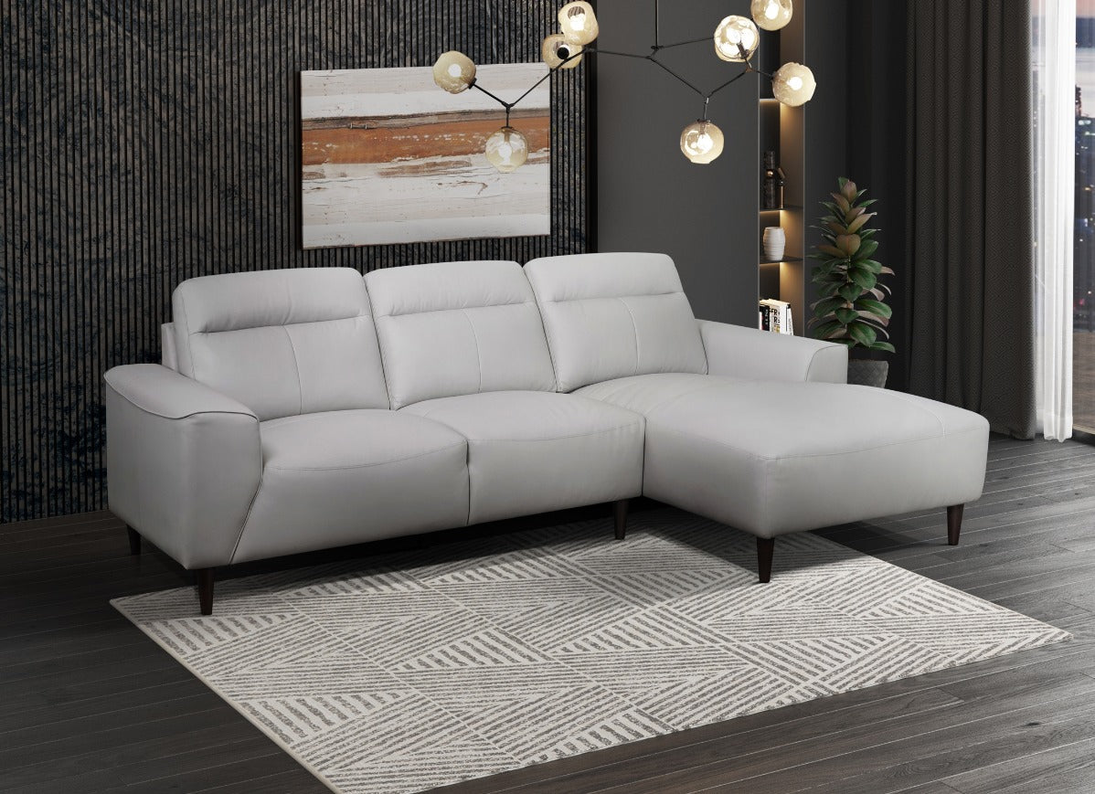 NKS99995LGY Leather Sectional Sofa  with Right Side Chaise
