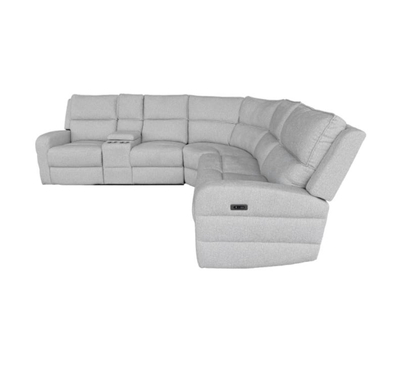NKS98406LGYSS  Fabric Power Reclining Sectional Sofa with Left Side Console