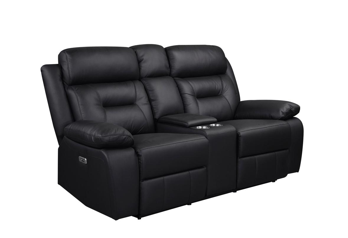 NKS9629BLKMZ Leather Electric Power Recliner Sofa Set