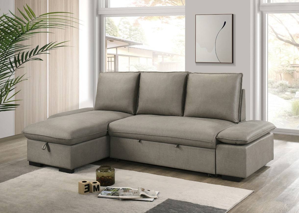 NKS99098GRYMZ Fabric Sectional Reversible Sofa Bed
