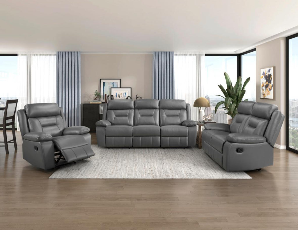NKS9629DGYMZ Leather Electric Power Recliner Sofa Set