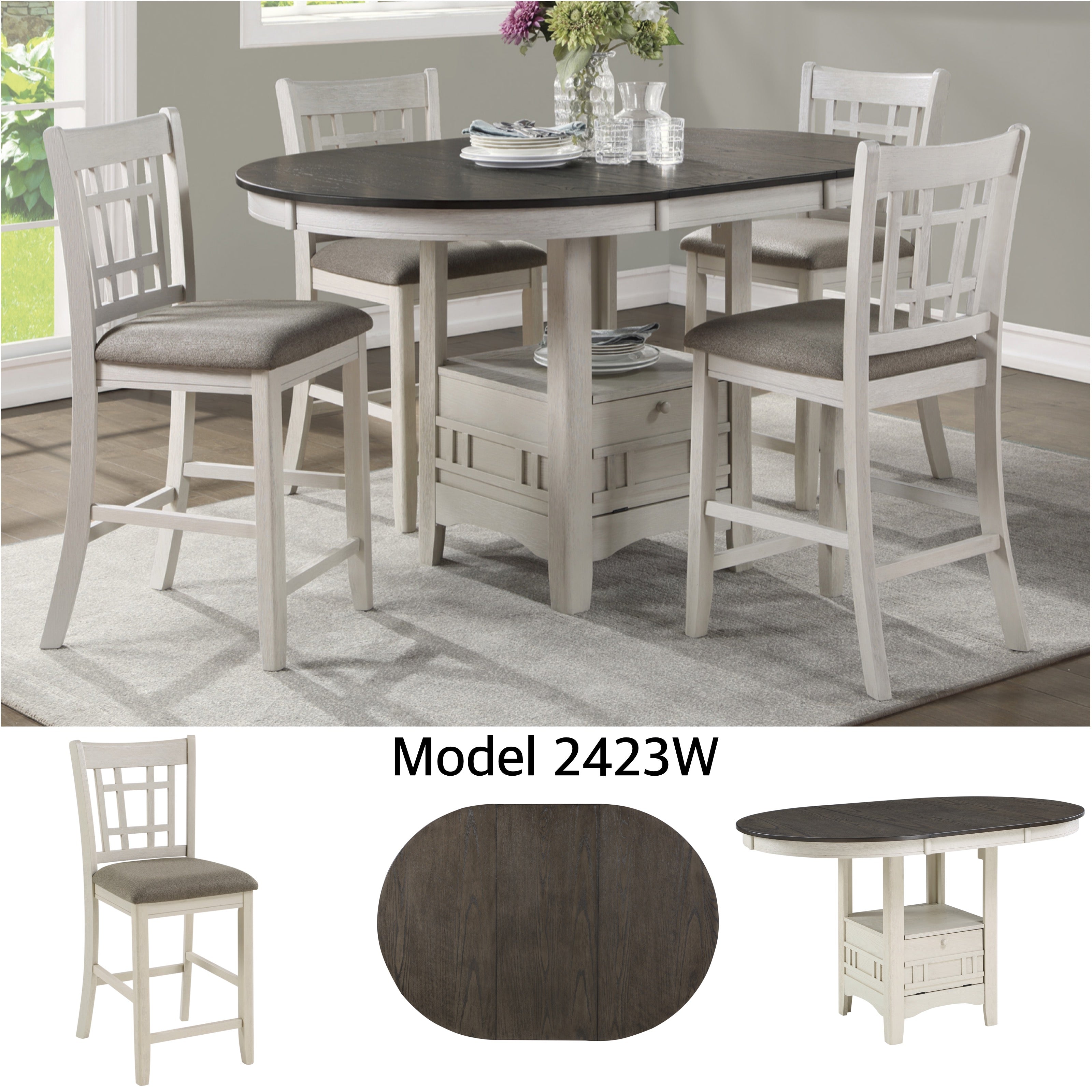 NKS2423W Dining Set , Table with butterfly extension leaf