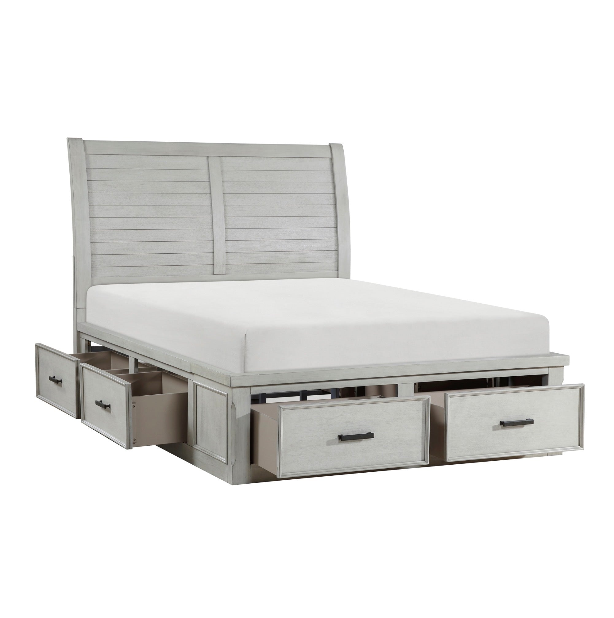 NKS1337MZ  6 Drawers Storage Wooden Platform Bed in Queen/ King Size