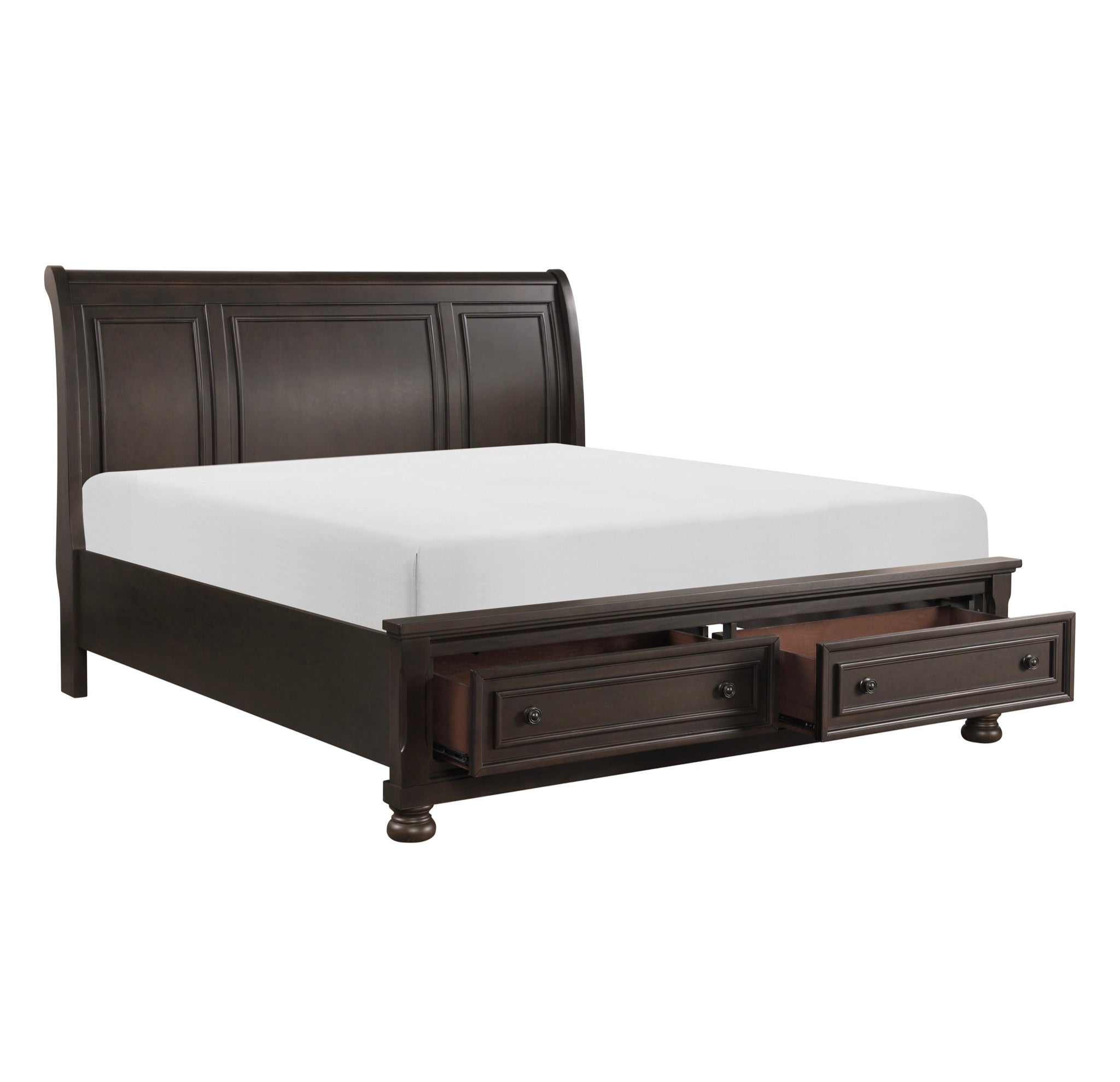 NKS1718GYMZ  2 Front Drawers Platform Bed in Queen/ King Size