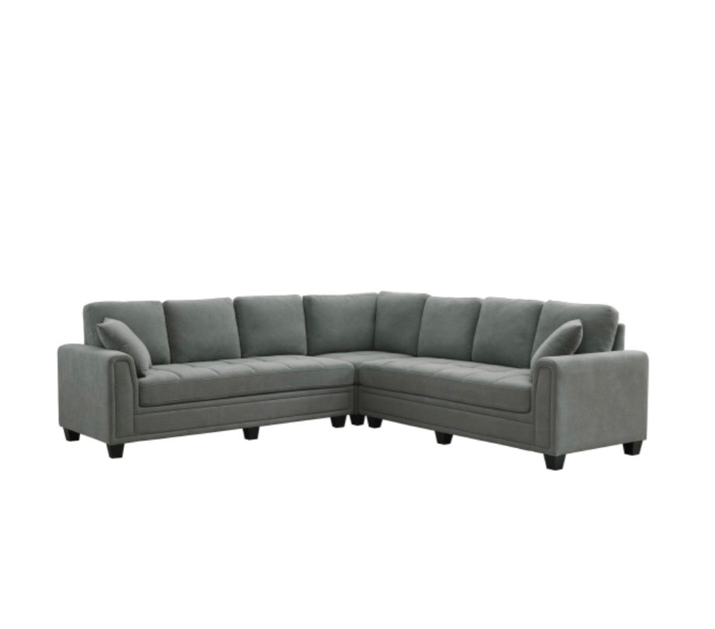 NKS99089GYMZ   Fabric Sectional Sofa  with 2 Pillows