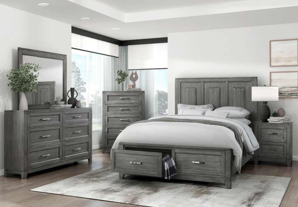NKS1450MZ  2 Front Drawers Wooden Platform Bed in Queen/ King/Twin/Full Size