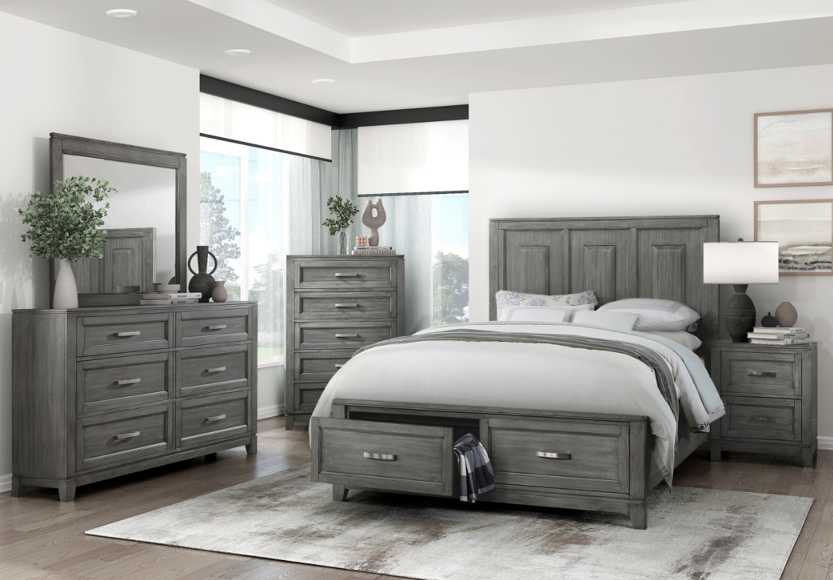 NKS1450MZ  2 Front Drawers Wooden Platform Bed in Queen/ King/Twin/Full Size