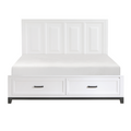 NKS1450WHMZ  2 Front Drawers White Wooden Platform Bed in Queen/ King /Full/ Twin Size