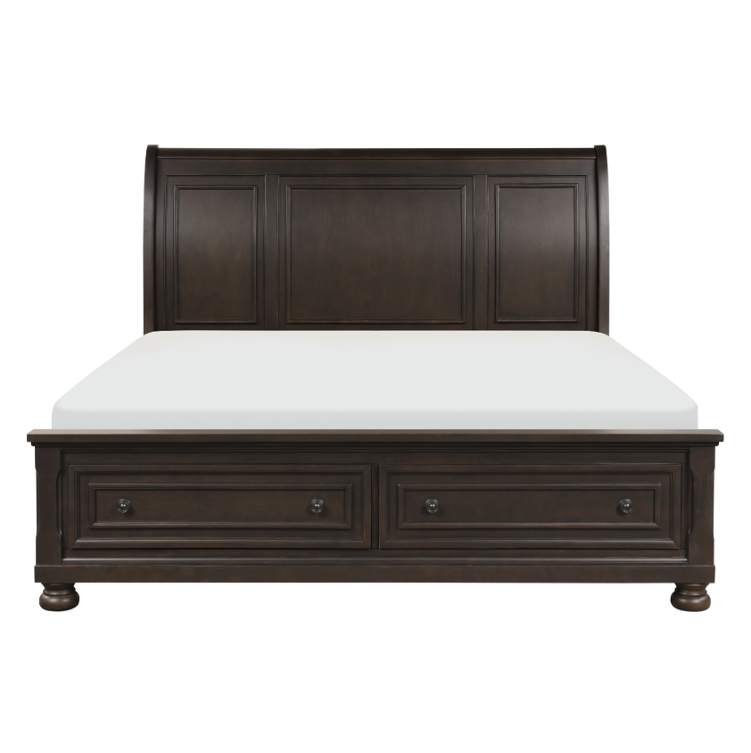 NKS1718GYMZ  2 Front Drawers Platform Bed in Queen/ King Size