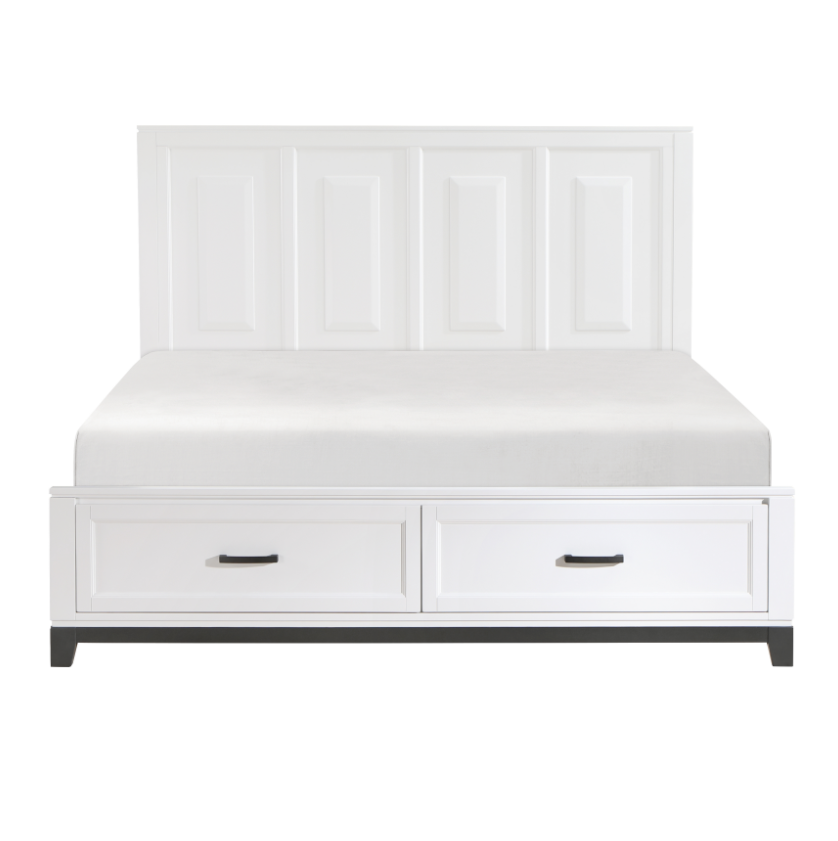NKS1450WHMZ Wooden 2 Drawers Platform Bedroom Sets in Queen/ King Size and Mattress
