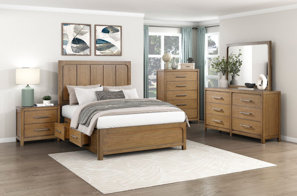 NKS2336MZ Wooden 4 Drawers Platform Bedroom Set in Queen/ King Size and Mattress