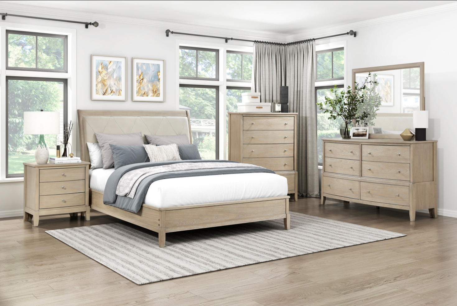 NKS1730NBMZ Wooden Bedroom Sets in Queen/ King Size and Mattress