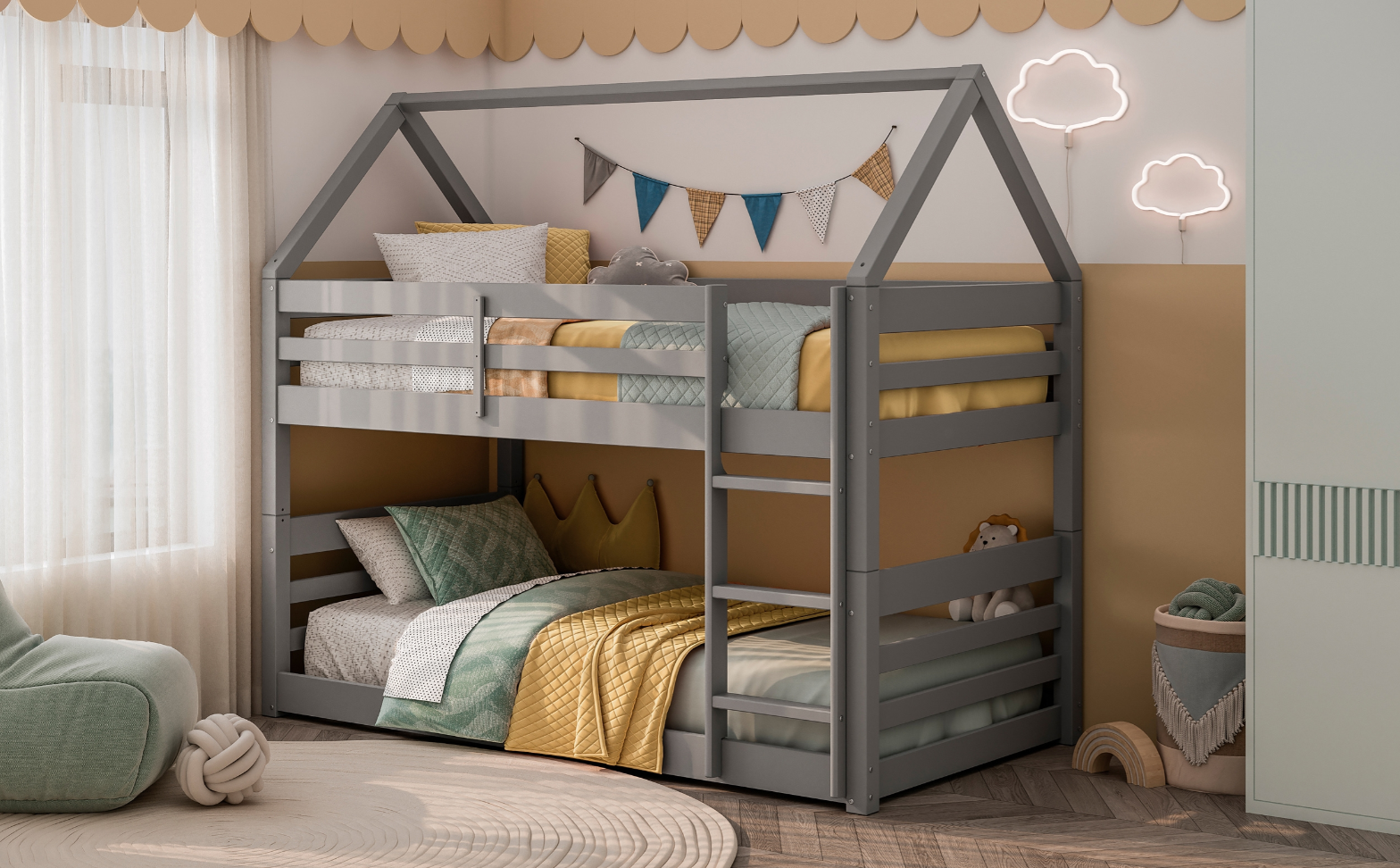 NKSB2004TTLGYMZ  Kids Bunk Bed and Mattress