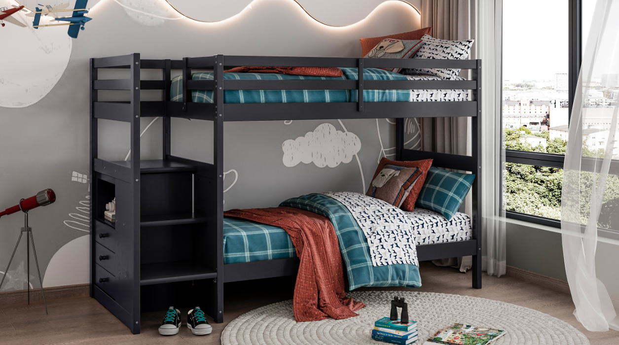 NKSB2005TTDGY Kids Bunk Bed and Mattress