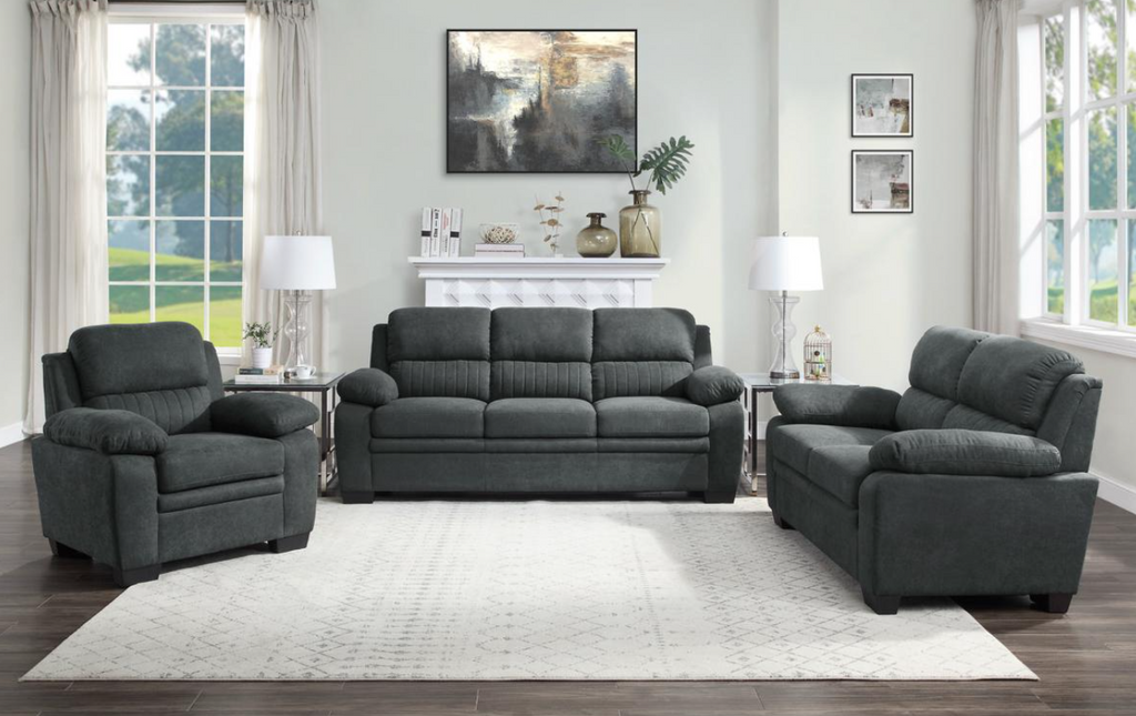 NKS9333DGMZ Fabric Sofa + Love Seat + Chair in 3 Colors