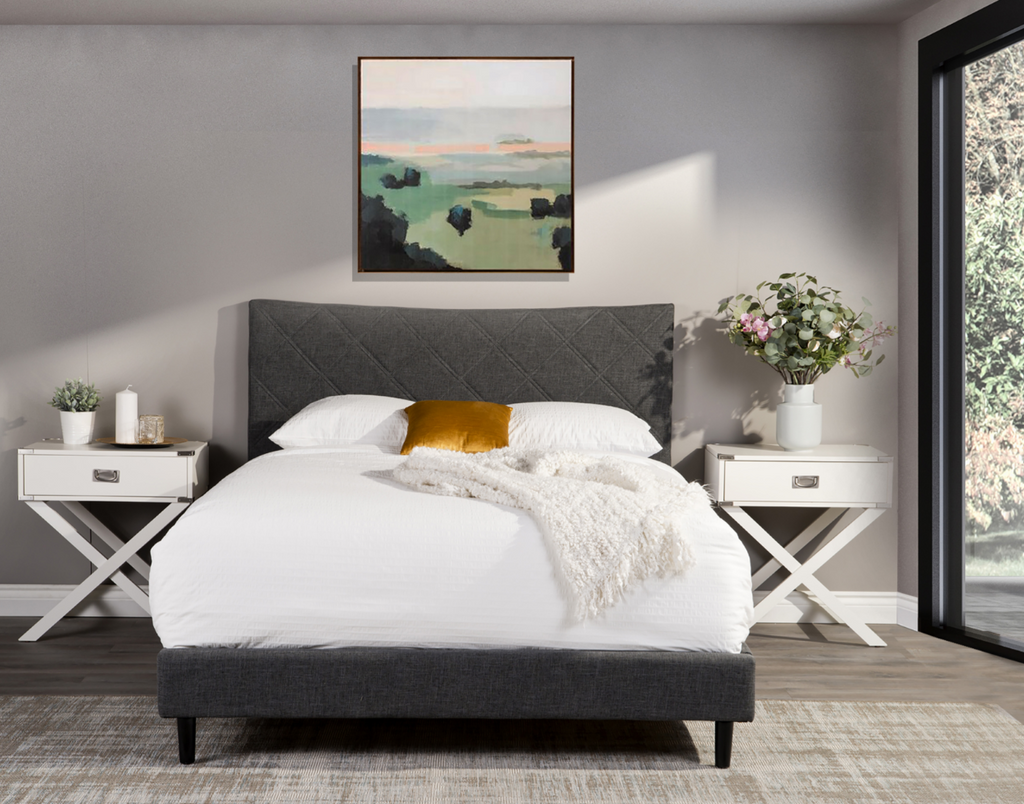 NKS5829DGYMZ Fabric Platform Bed in Queen/Full/ King Sizes