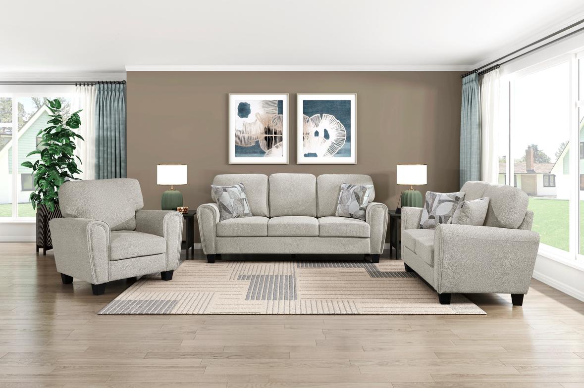 NKS9214NPGMZ Fabric Sofa + Love Seat + Chair in 2 Colors