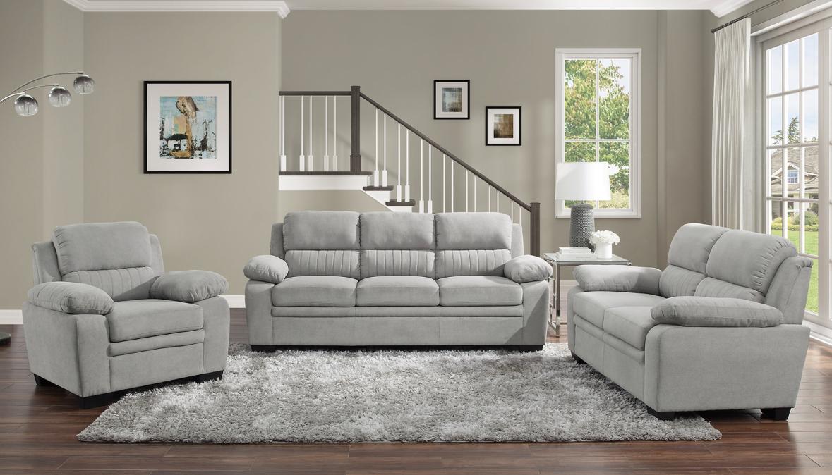 NKS9333GYMZ Fabric Sofa + Love Seat + Chair in 3 Colors