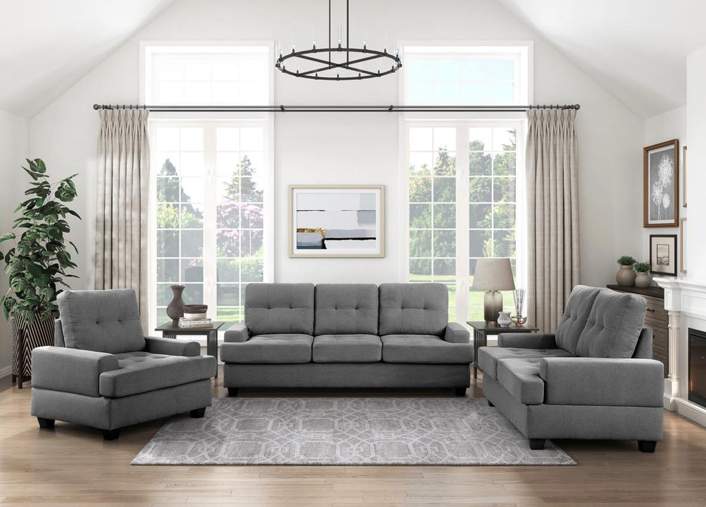 NKS9367DGYMZ Fabric Sofa + Love Seat + Chair (Limited stocks)