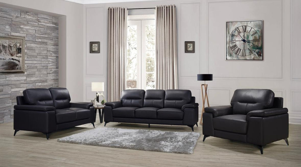 NKS9514BLKMZ Modern Leather  Sofa + Love Seat + Chair in  3 Colors