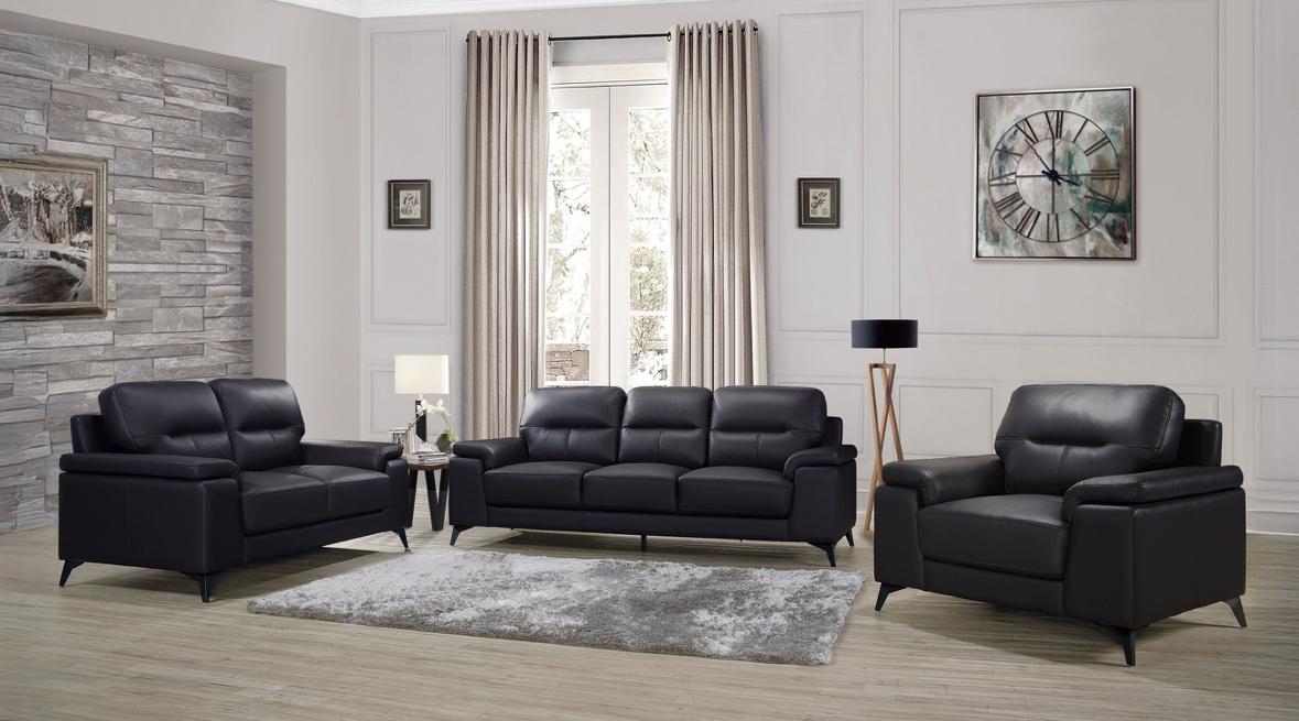 NKS9514BLKMZ Modern Leather  Sofa + Love Seat + Chair in  3 Colors