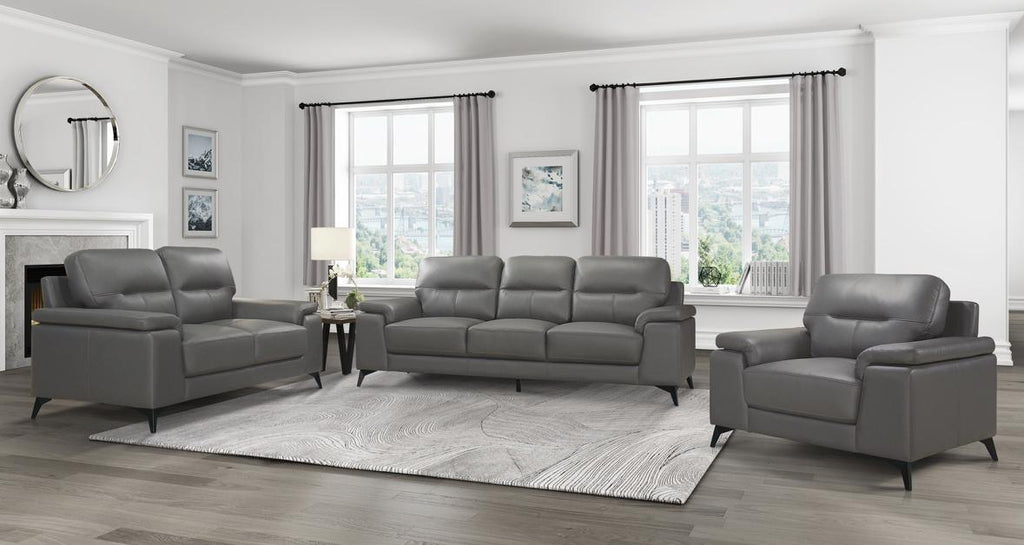NKS9514DGYMZ Modern Leather  Sofa + Love Seat + Chair in  3 Colors