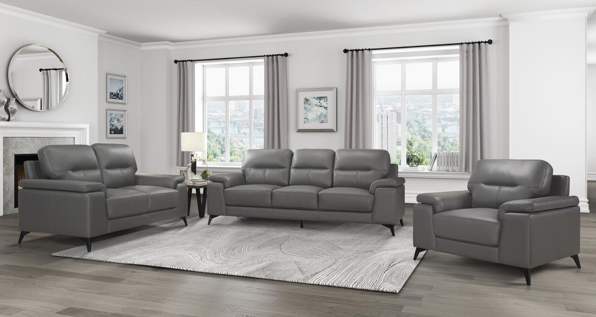 NKS9514DGYMZ Modern Leather  Sofa + Love Seat + Chair in  3 Colors