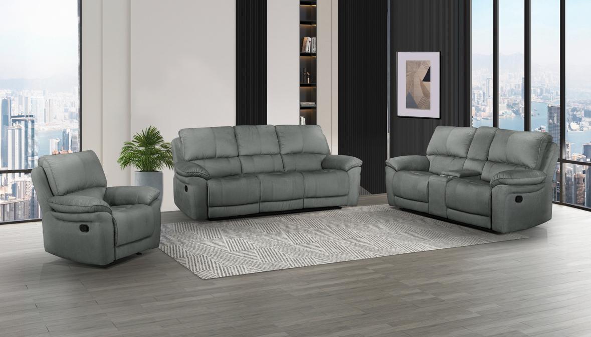 NKS99031GYMZ Fabric Manual Recliner Sofa,Love Seat & Chair