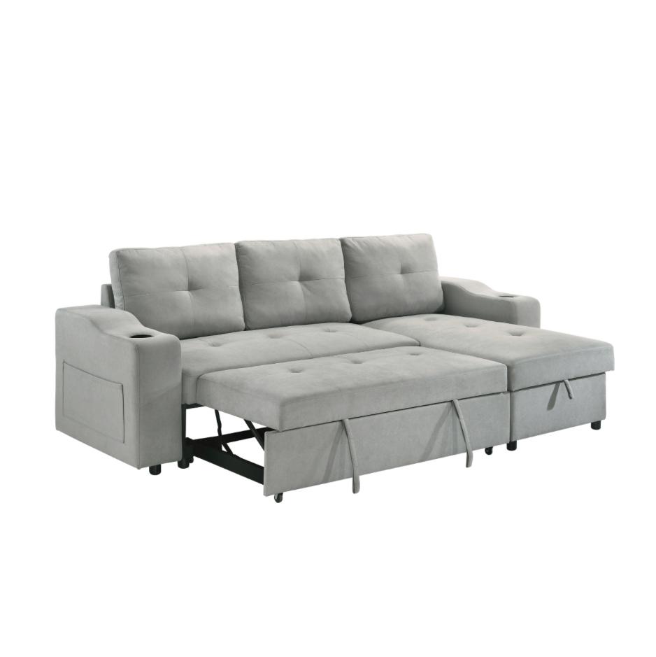 NKS99034GYSSMZ 2-piece Sectional with Pull-out Sleeper and Reversible Storage Chaise