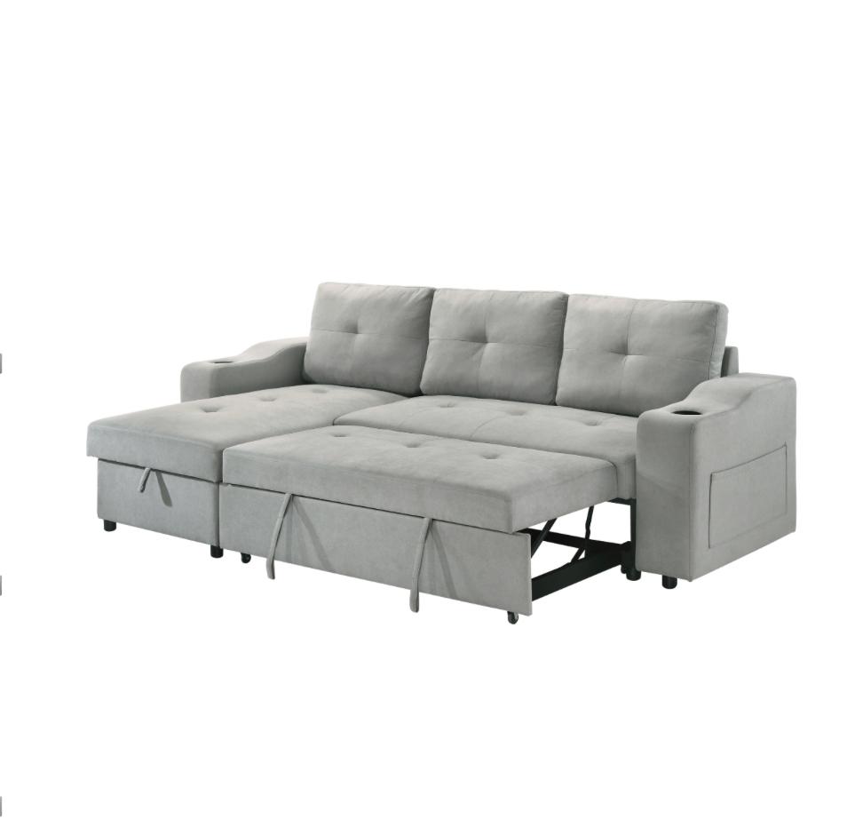 NKS99034GYSSMZ 2-piece Sectional with Pull-out Sleeper and Reversible Storage Chaise