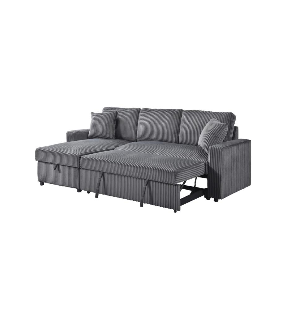 NKS99080DGSS  2-piece Sectional with Pullout Sleeper, Reversible Storage Chaise, & 2 Pillows