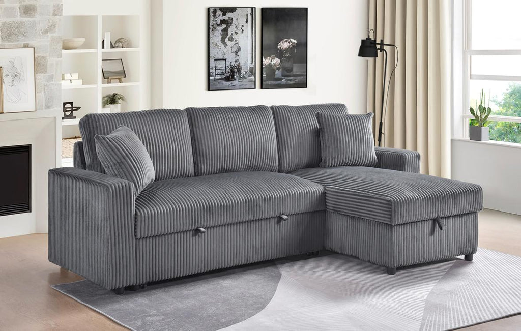 NKS99080DGSS  2-piece Sectional with Pullout Sleeper, Reversible Storage Chaise, & 2 Pillows