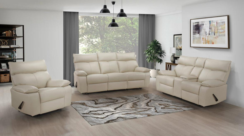 NKS99087BEGMZ Leather Manual Recliner Sofa,Love Seat & Chair