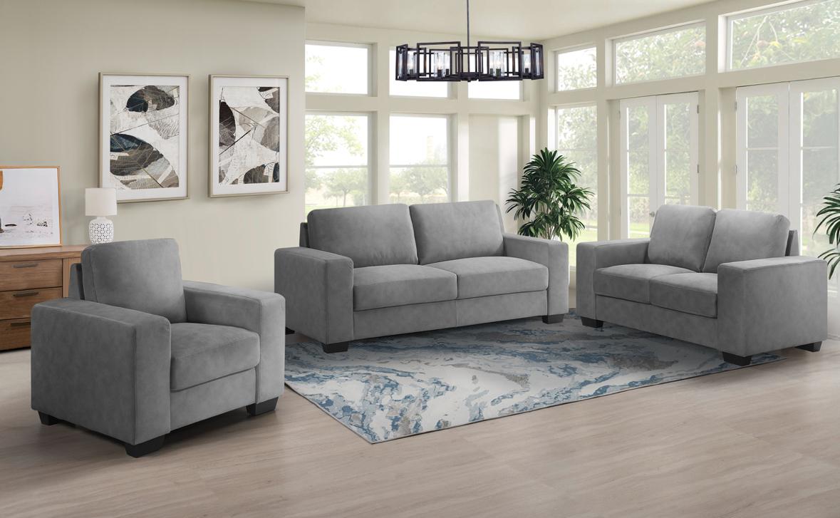 NKS99088GRYMZ Micro Fibre Sofa,Love Seat and Chair