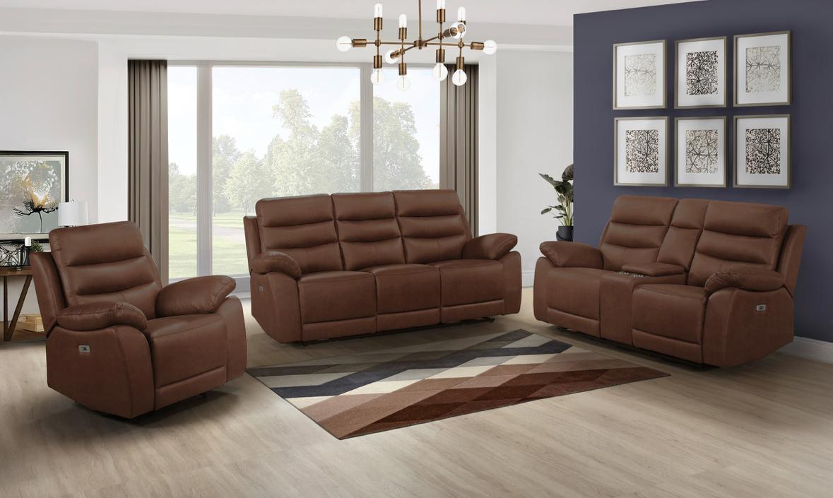 NKS99090BRWMZ Electric Powered Recliner Sofa,Love Seat & Chair