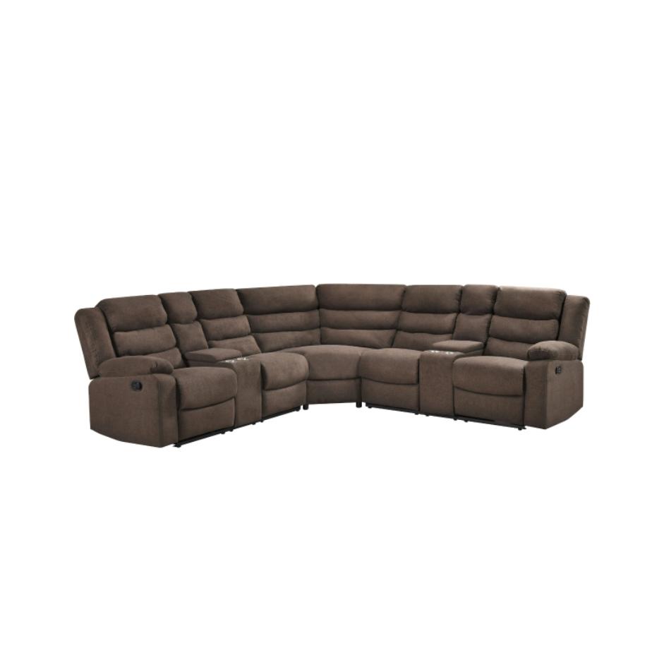 NKS99091BRWSS  3-piece Reclining Sectional with Left Side & Right Side Consoles
