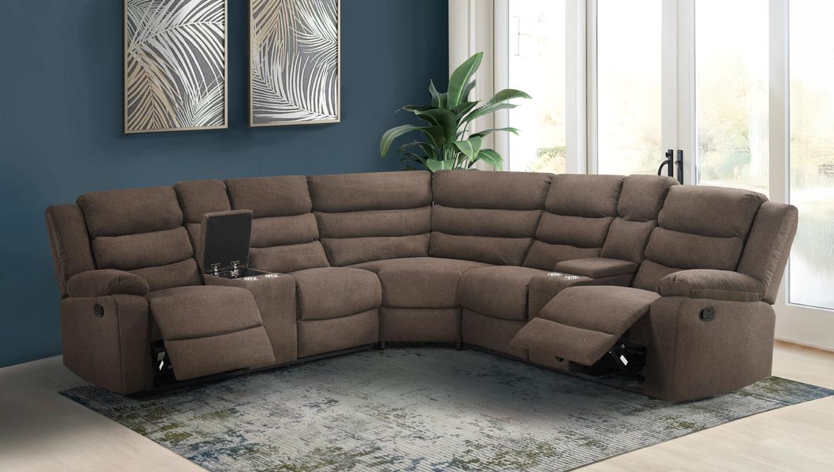 NKS99091BRWSS  3-piece Reclining Sectional with Left Side & Right Side Consoles