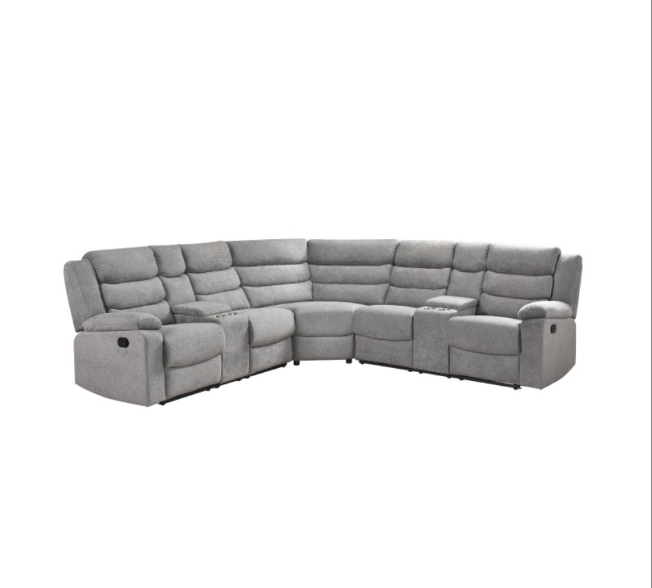 NKS99091GRYSS  3-piece Reclining Sectional with Left Side & Right Side Consoles