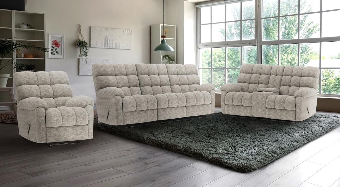NKS99112BEMZ Fabric Manual Recliner Sofa,Love Seat & Chair