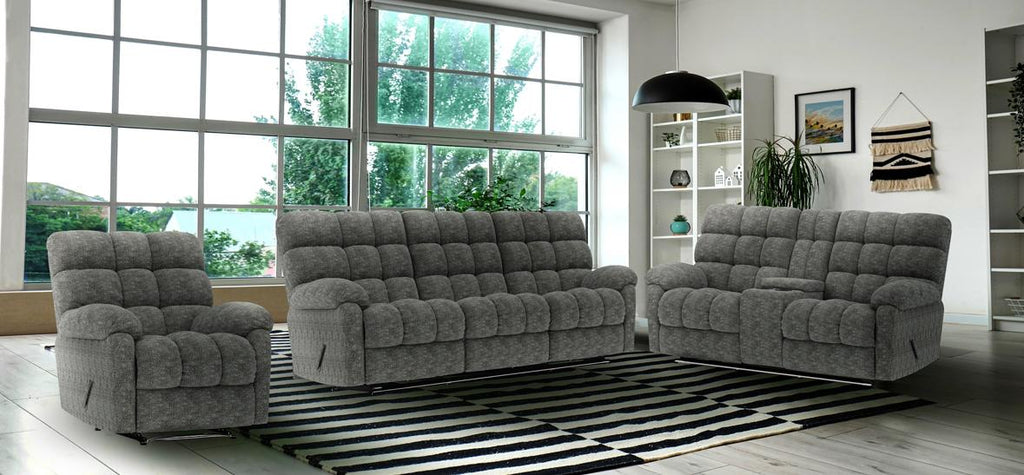 NKS99112GYMZ Fabric Manual Recliner Sofa,Love Seat & Chair