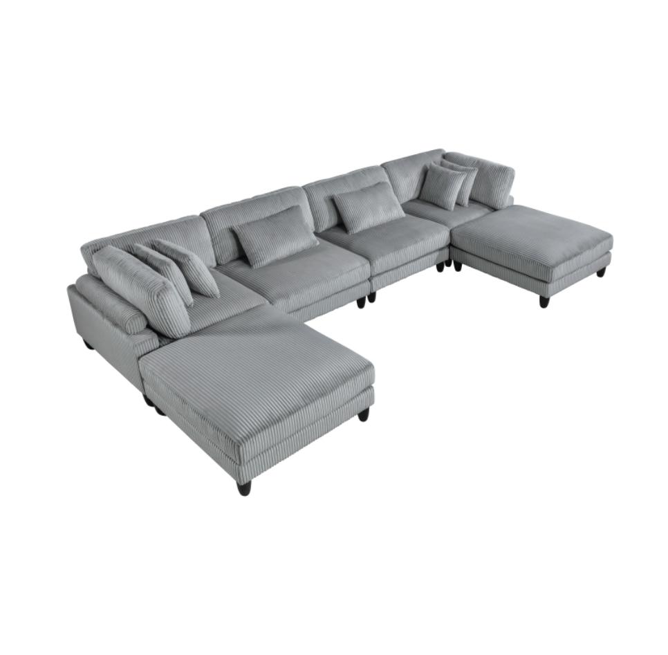 NkS9688GY*62CR2AC2OT 6-Piece Modular Sectional with Ottomans